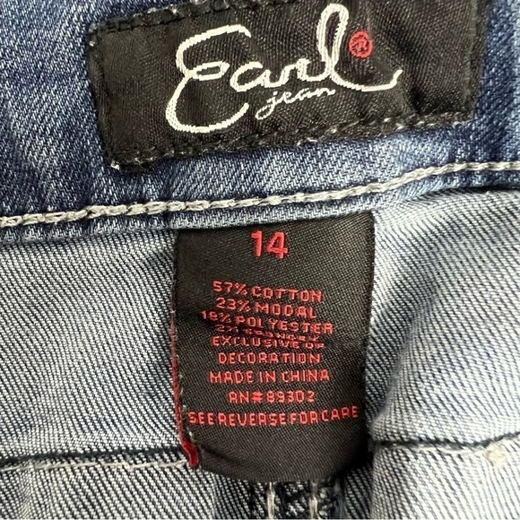 Earl Women’s Blue Jeans Sz 14 Embellishments/embroidery Missing/loose Distressed - Picture 6 of 12